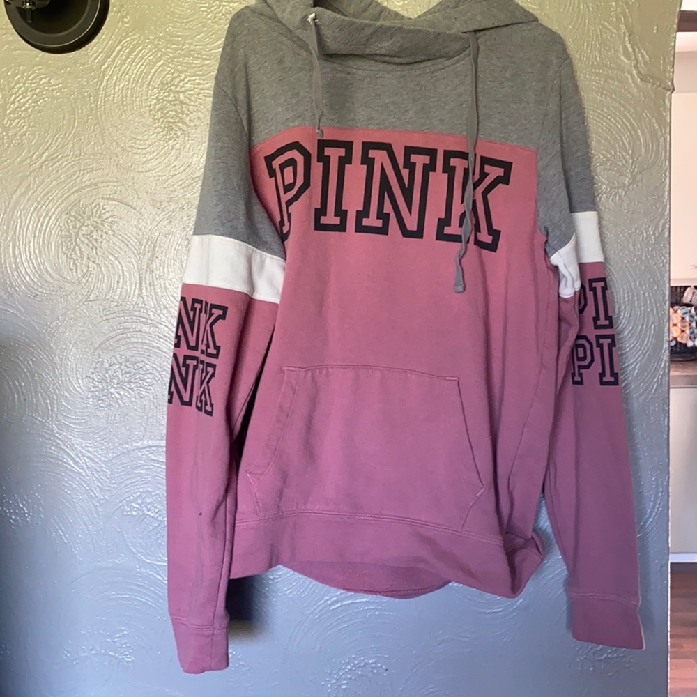 Hooded pink Victoria secret sweat shirt